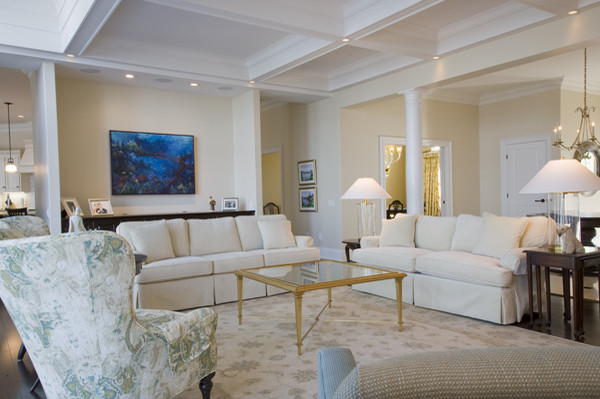 Custom Home 23 Living Room Coffered Ceiling